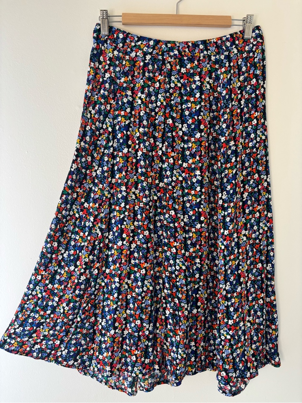 GAP Black Floral Midi Circle Skirt